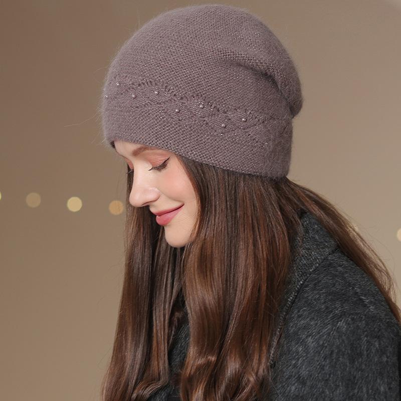 Новая женская зимняя шапка, модная шапка-бини с жемчугом, теплая зимняя шапка для женщин, повседневная уличная вязаная шапка