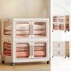 2-Layer Multifunction Storage Cabinet with Wheel Foldable Closet Large Capacity Flexible Sundries Cabinet for Bedroom Livingroom
