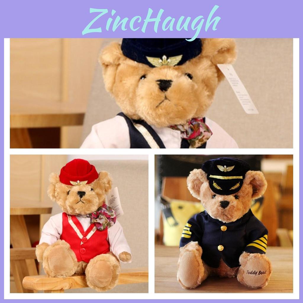 Soft And Furry Captain Teddy Bear Pilot Aviation Model Doll