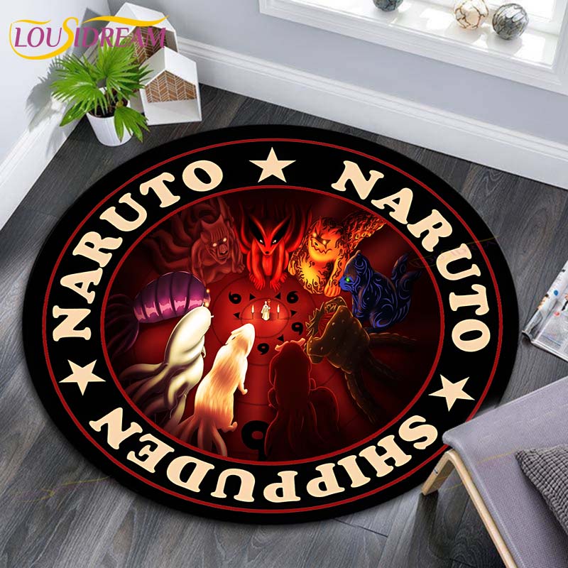 Круглые коврики с рисунком Наруто, геометрические противоскользящие напольные коврики для гостиной, декор для комнаты, домашние коврики, коврик для игр в стиле Наруто, детский коврик