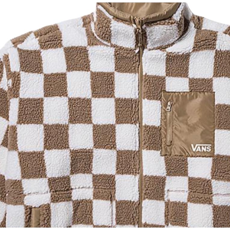 Vans Ретро спортивная клетчатая флисовая куртка на молнии женские куртки коричневые VN000H0RCY5