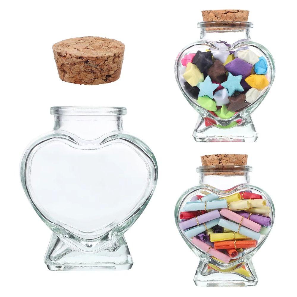 Peach Heart Shape Wishing Bottle Craft Storage Bottle Creative Drift Bottle  for Home