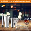 5Pcs Cocktail Shaker Set Professional 18/8 Grade Stainless Steel Bartender Kit with Strainer Clip Stirrer for Beginner Bar