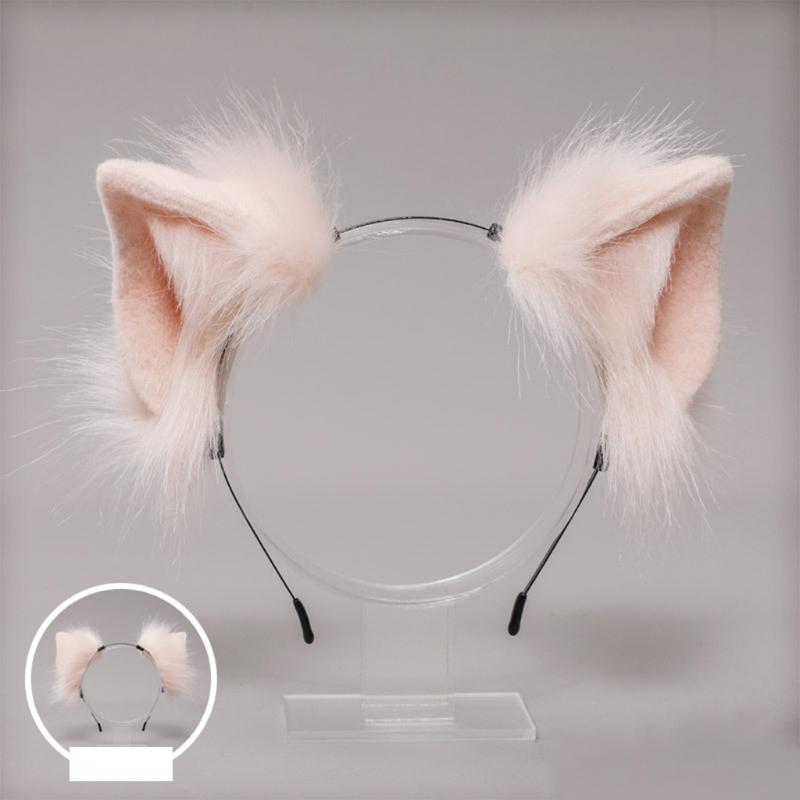 Lolita Headbands Furry Animal for Cat Ears Headwear Kawaii Hair Hoop for Halloween Cosplay Headpiece Party Supplies