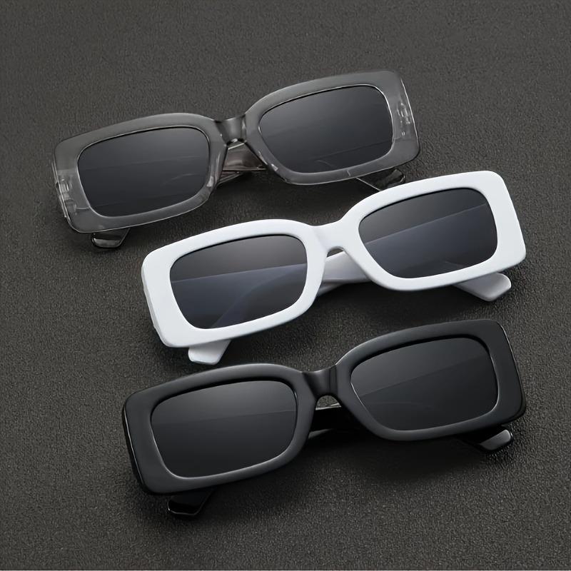 3pcs unisex vintage square PC glasses, stylish & versatile for men.