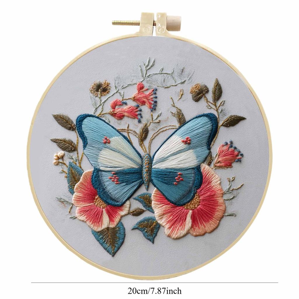 1 набор Художественная Бабочка Цветок Набор для вышивания своими руками, Набор материалов для вышивания, Включает инструменты и учебники по стежкам, подходит для начинающих