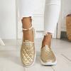 Gold Sneakers 2024 Fall Selling Fashion Flat Sequins Round Toe Loafers Casual Versatile Luxury Pull-On Women's Vulcanized Shoes