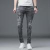Men’s Embroidered Slim Fit Elastic Jeans - Trendy European Autumn Casual Pants