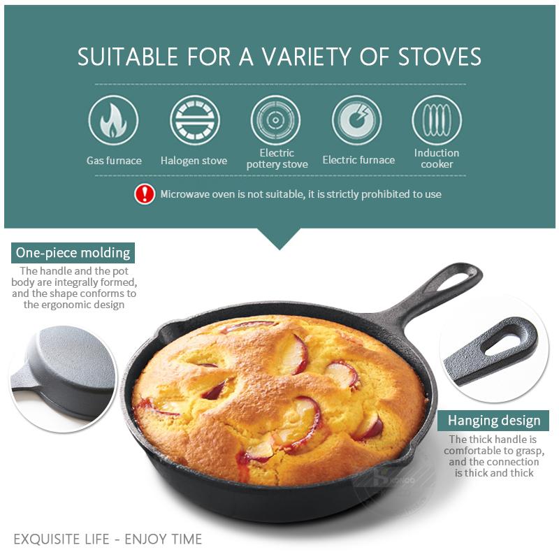 Чугунная сковорода для жарки яиц, стейков, кастрюля для выпечки, газовая плита, индукционная посуда, сковорода для жарки ручной работы 14/16/20 см