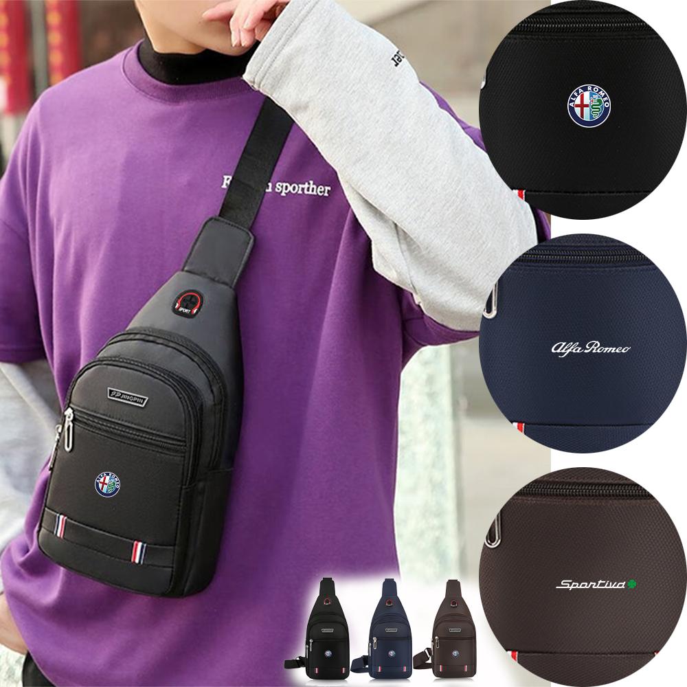YYCE3 Waterproof Chest Bag Crossbody Pack Single Shoulder Backpack For Alfa Romeo Sportiva 159 Giulietta 147 Stelvio Logo Accessories