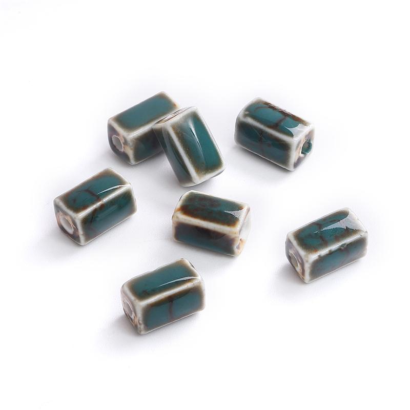10 шт. 13x8 мм фарфоровые бусины с цветочной глазурью, прямоугольные кубовидные керамические бусины для изготовления ювелирных изделий, сделай сам, подвески, браслет, ожерелье, ремесла