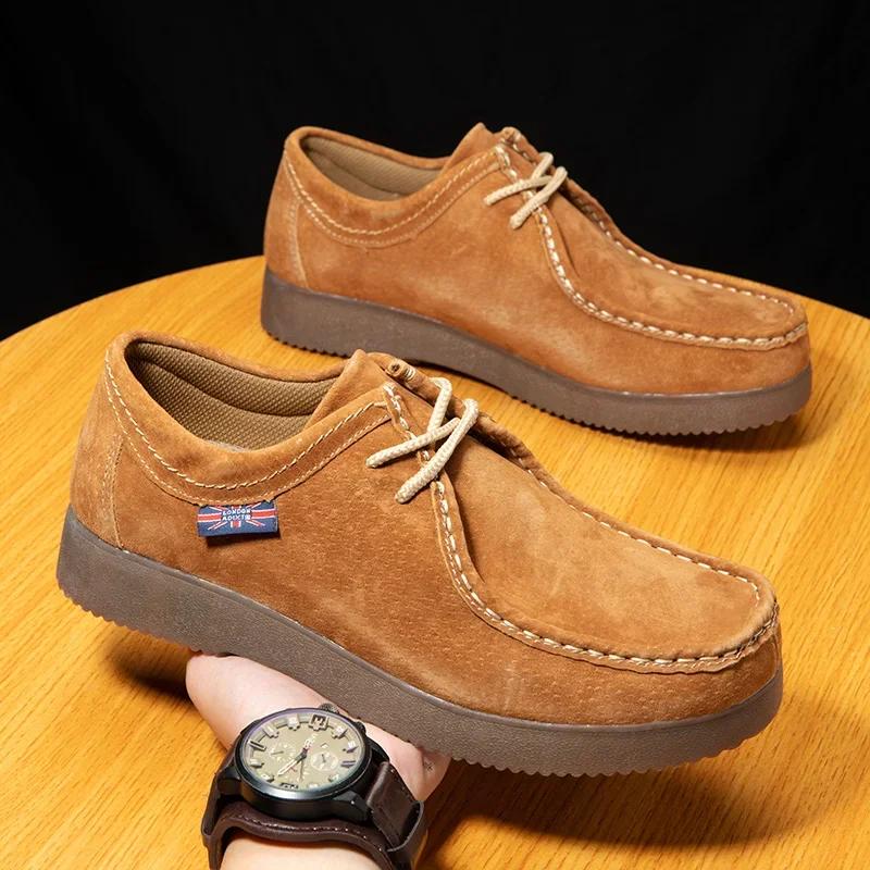 Fashion New Mens Casual Shoes Fashion Suede Leather Walking Sport Shoes Lace-up Outdoor Tooling Shoes Antiskid Men Sneakers Business