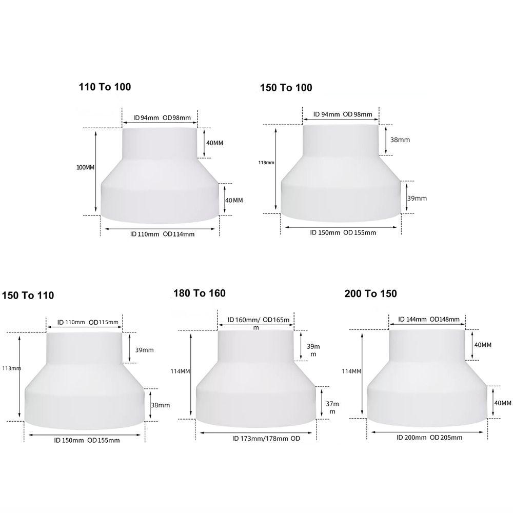 New ABS Exhaust Pipe Reducer Adapter White Portable Ventilation Pipe Fittings Ventilating Pipe Connector
