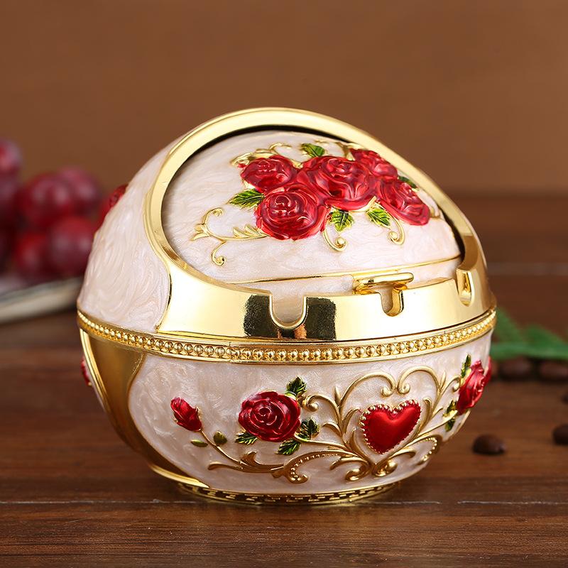 Windproof Ashtray Creative Personality Trendy Metal Cover Fall Prevention Home Living Room Round Ashtray