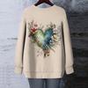 Женская футболка с цветочным принтом, круглым вырезом и длинными рукавами, свитшот
