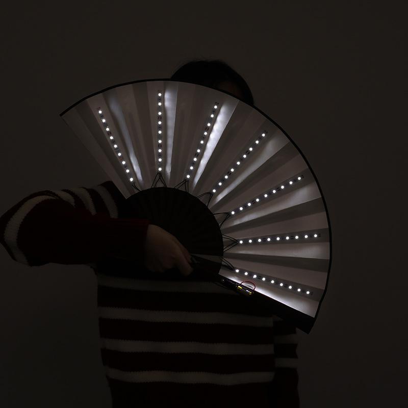 Светящийся складной светодиодный веер, танцевальный световой веер, ночное шоу, Хэллоуин, рождественский рейв, фестиваль, аксессуары, светящиеся в темноте, принадлежности для вечеринок