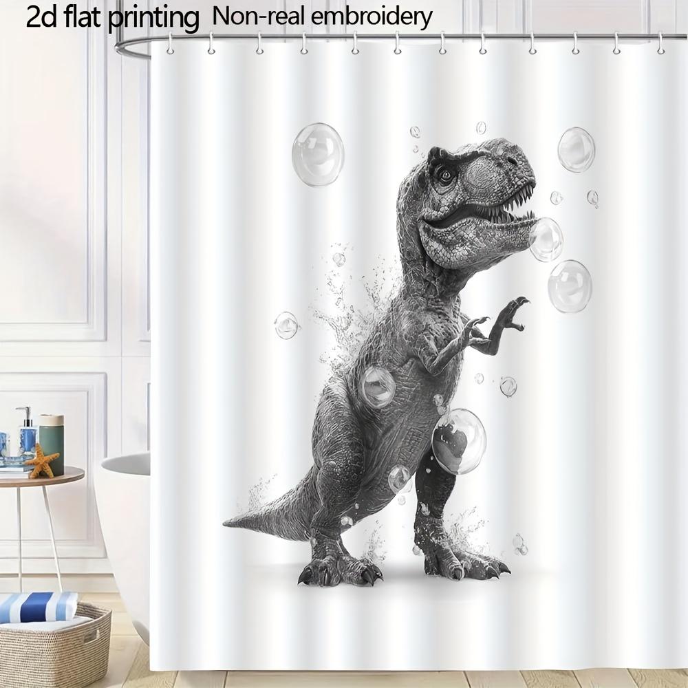 Шторка для душа с рисунком Тираннозавра Рекса и мыльными пузырями, 1 шт. с 12 крючками, для ванной комнаты, домашнего декора, полиэстер, 2D плоская печать, 70,8x70,8 дюйма