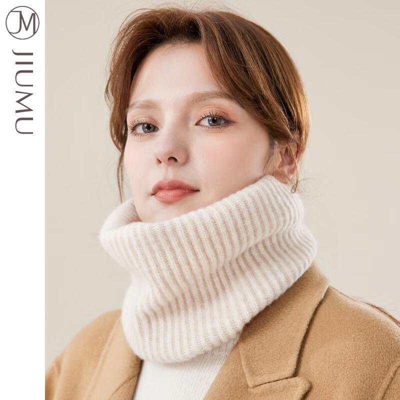 JIUMU (JIUMU) Pure Wool Warm Neck Warmer for Women, Autumn And Winter Thickened Cold-Proof Neck Protection Scarf for Women in Winter