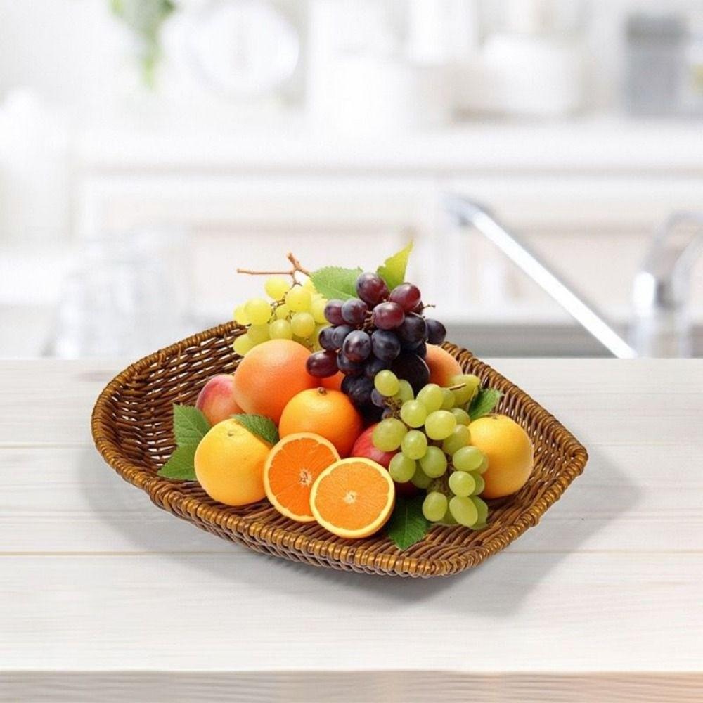 Plastic Imitation Rattan Wicker 3 Sizes Fork Spoon Basket Restaurant Serving Tabletop Display