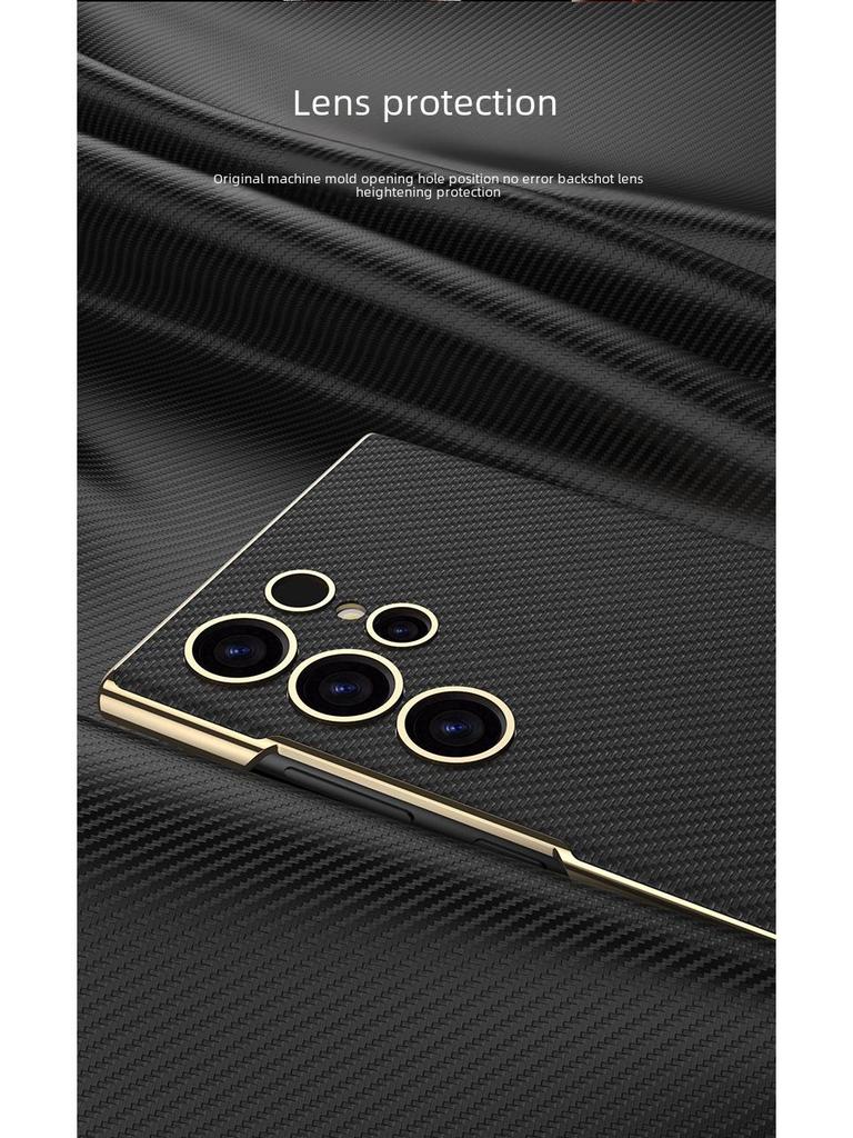 "Ультратонкий гальванизированный кожаный чехол-подставка для Samsung S24 Ultra/Plus - Противоударная защитная накладка"