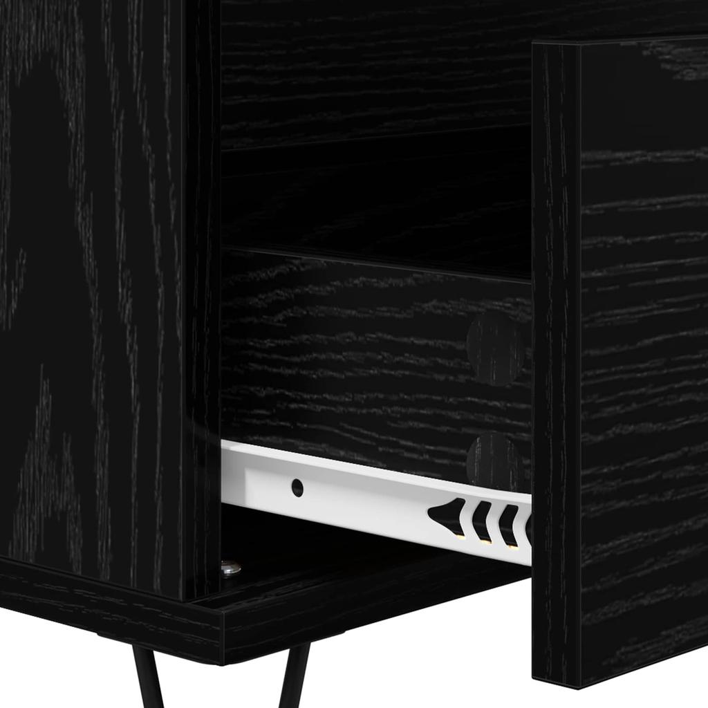 Sideboard with Drawers Black Oak Effect 40 x 35 x 70 cm
