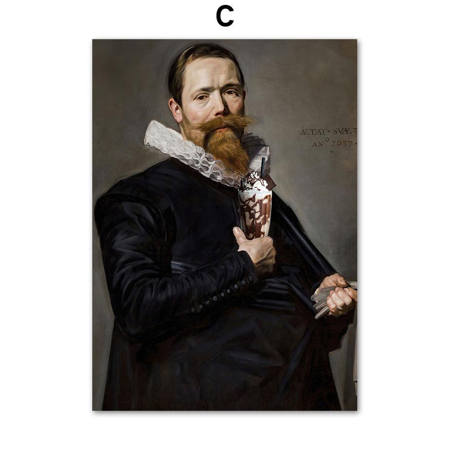 Funny Vintage Portrait Reading Lady Wall Art Canvas Baroque Rococo Oil Painting Posters Prints Wall Pictures Living Room Decor