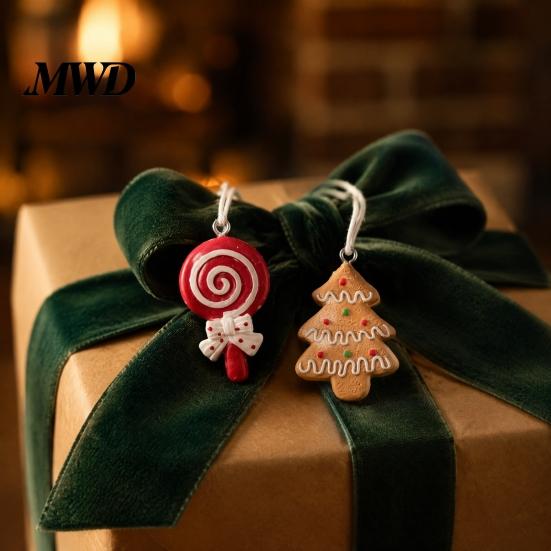 Christmas Tree Decorations 4 Pcs Gingerbread Ornaments, Candy Cane, Tree, Lollipop, Decorative Pendants for Garlands Man Xmas Hanging Decoration Home