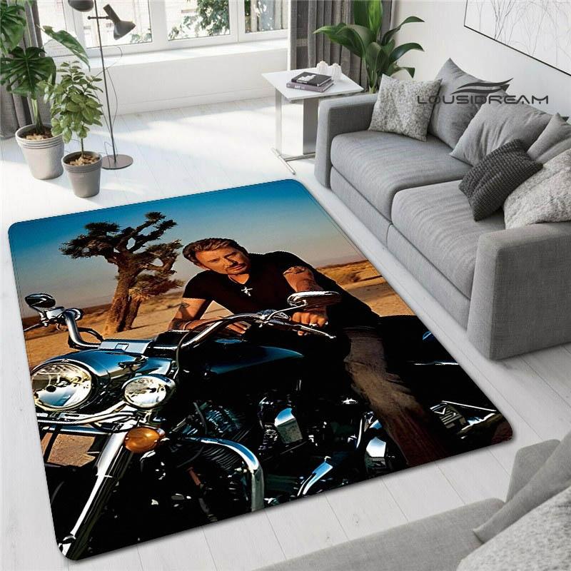 Ковер с принтом французской рок-звезды Джонни Холлидея, игровая комната, гостиная, спальня, нескользящий ковер, реквизит для фотосъемки, подарок на день рождения