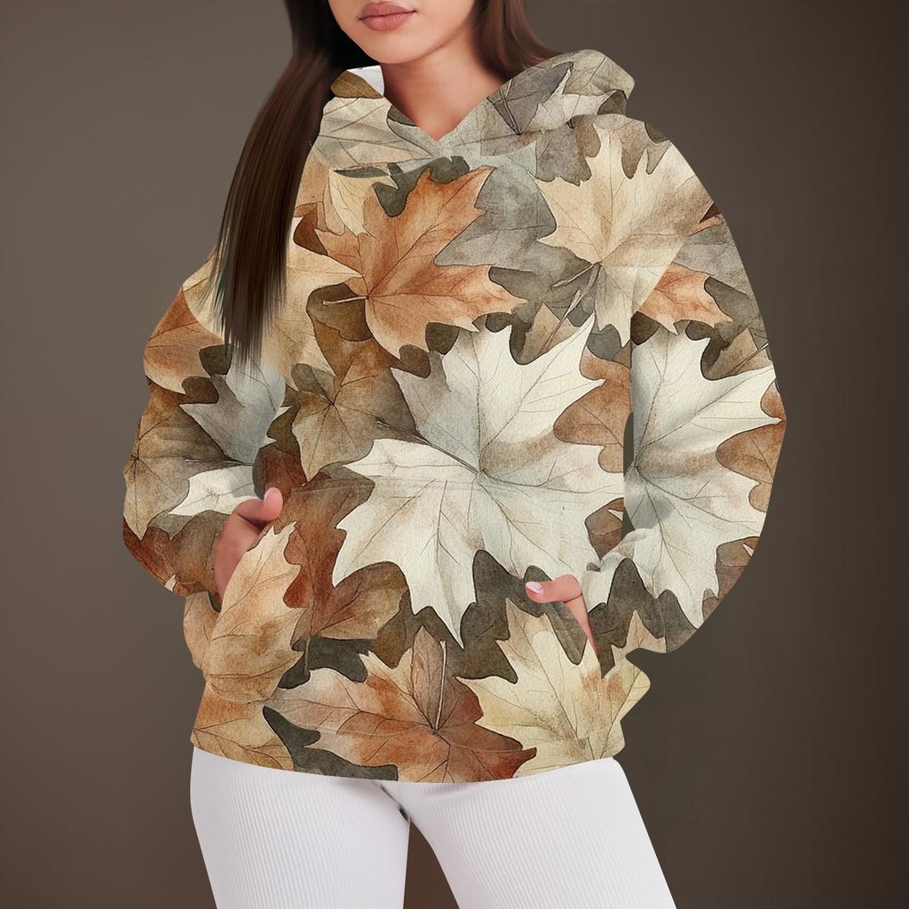 Women's Fashion Casual Pullover Hooded Sweatshirt  Printed Long Sleeve Sweatshirt