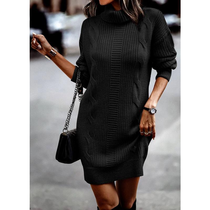 YYFS Женская мода повседневная осень-зима однотонный принт длинный рукав высокий ворот свитера