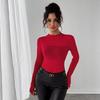 Women Long Sleeve Mesh Top Going Out See Through Tops Casual Mock Neck Slim Fit Solid Shirts