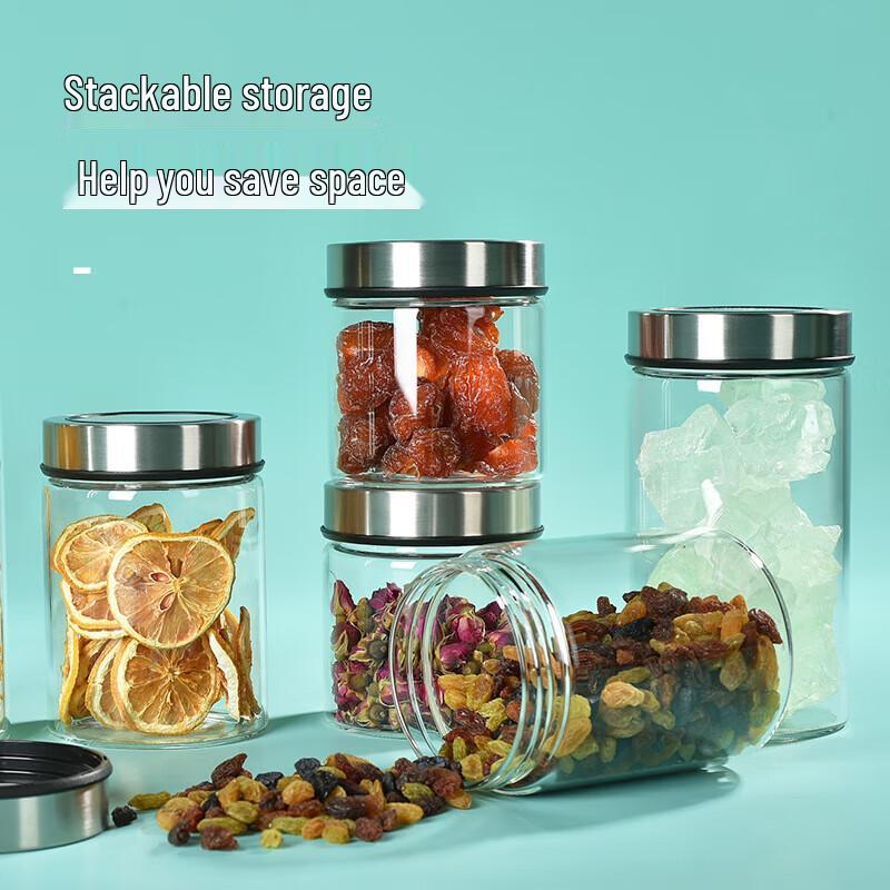 ZISIZ High Borosilicate Glass Storage Jar with Transparent Lid