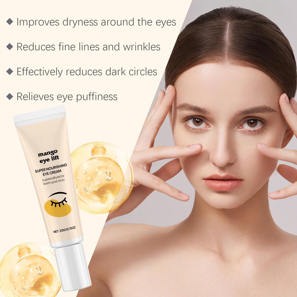 Питательный крем для кожи вокруг глаз уменьшает темные круги, отечность, обвисание век, борется с морщинами, укрепляет кожу, разглаживает мелкие морщинки, глубоко увлажняет и питает кожу