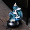 1pc, Wine Jar Type Ceramic Handicrafts Blue Waterfall Backflow Incense Burner Incense Stick Holder Censer Home Decor Ornament