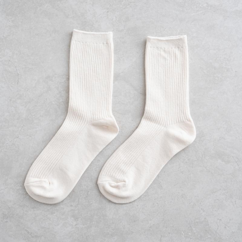 Monfoot женские носки с длинным воротом в рубчик цвета слоновой кости
