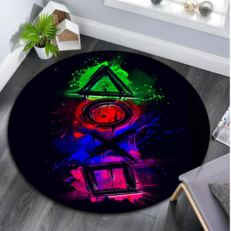 1Pc Gaming Controller Circular Print Rug - home decoration Carpet For Living Room Bedroom Flooring Computer Chair Area Rug