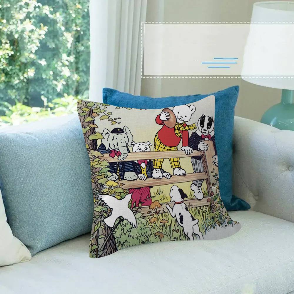 Anime R-Rupert B-Bear Maple Design Cushion Cover Happy Autumn Harvest Decor Holiday Decorati Pillow Cover