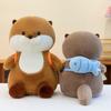 New Cute Otter Plush Doll Small Fish Backpack Plush Toy Doll Children's and Men's Birthday Gifts