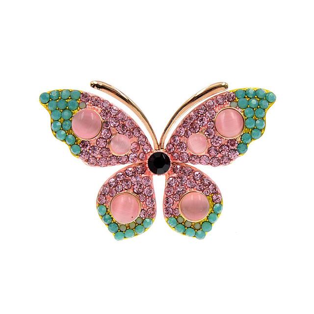 New Arrival Rhinestone Omber Color Blue Butterfly Brooches For Women Insect Pin Winter Design Fashion Jewelry
