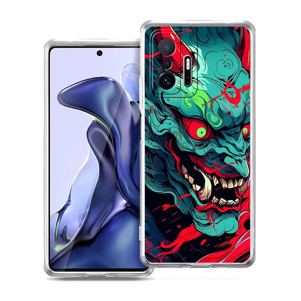 Прозрачный чехол для телефона для Xiaomi Mi 14 13 12 11 Ultra 13T 12T 11T Poco X3 NFC F3 F6 Pro Мягкий ТПУ корпус Самурай Они Маска Япония