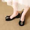 Сладкие одинарные туфли Лето Новые Квадратный носок Мелкий вырез Хрустальная пряжка Бант-бабочка Противоскользящие Износостойкие Туфли на каблуке