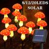 LED Solar Panel Mushroom Fairy Light Garden Outdoor Waterproof Night Lamp Yard for Christmas Wedding Party Decoration 8/12/20LED