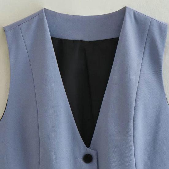 Летний женский жилет без рукавов с v-образным вырезом, однобортный, с маленькими карманами, облегающий однотонный укороченный жилет, пальто, рабочая одежда