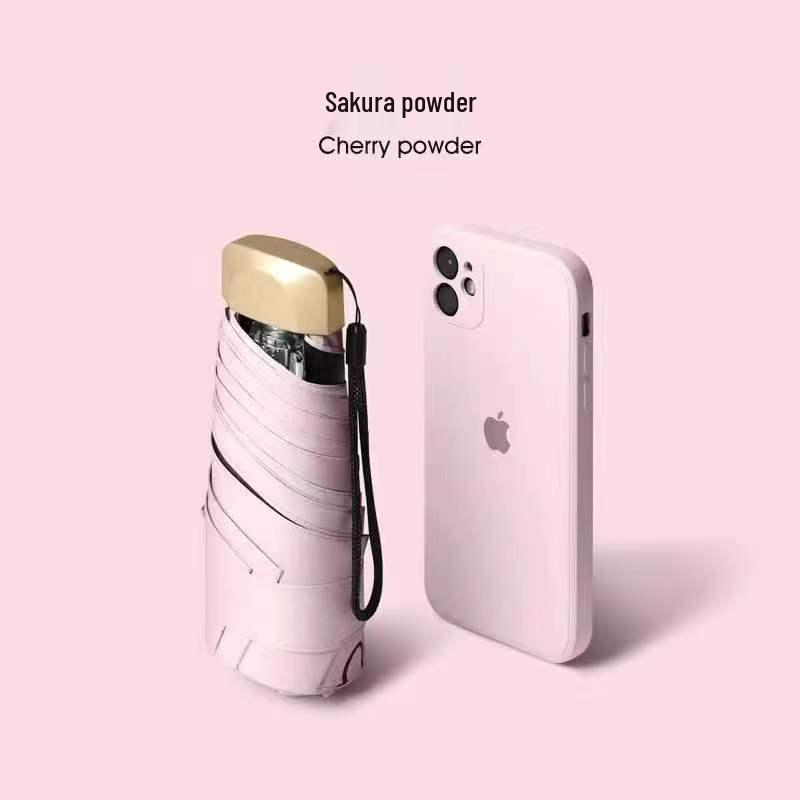 Oil Painting Capsule Umbrella: Five-Fold Mini, Sunny and Rainy Dual-Use, Sunscreen Sunshade with Print Logo