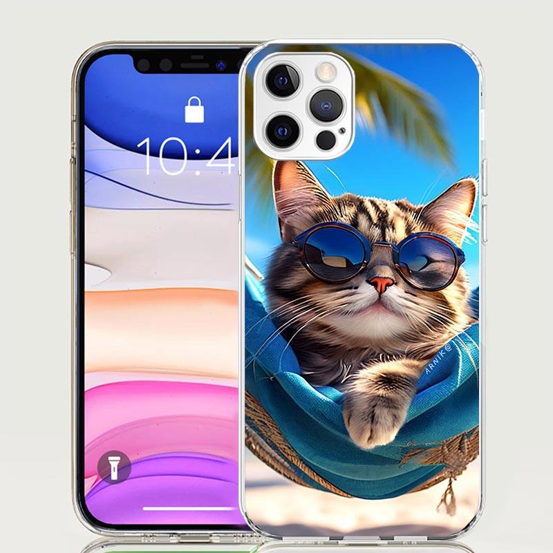 Милый Кот Смотрит на Море Чехол для Телефона для Apple iPhone 17 Air 16 15 Plus 14 + 13 Mini 12 11 Pro Max 7 8 SE 16Max Мягкая Накладка