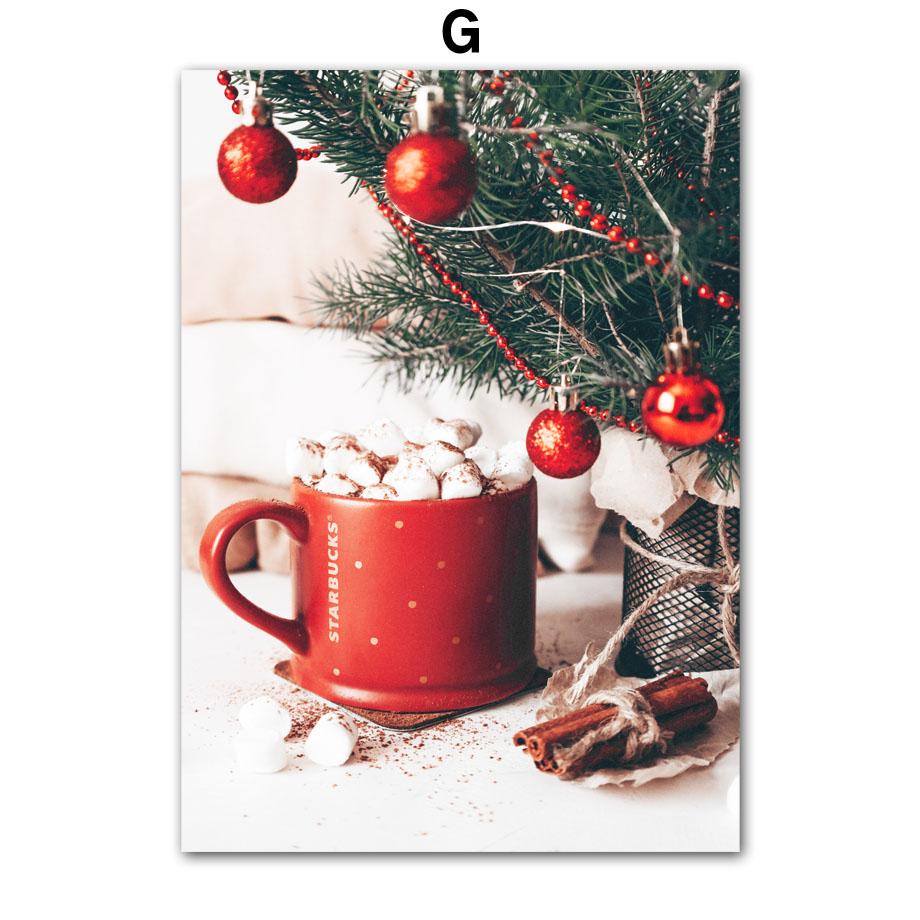 Настенная картина на холсте, Рождественская елка, красный дом, белка, олень, украшение для гостиной, постеры и принты, настенные картины для дома