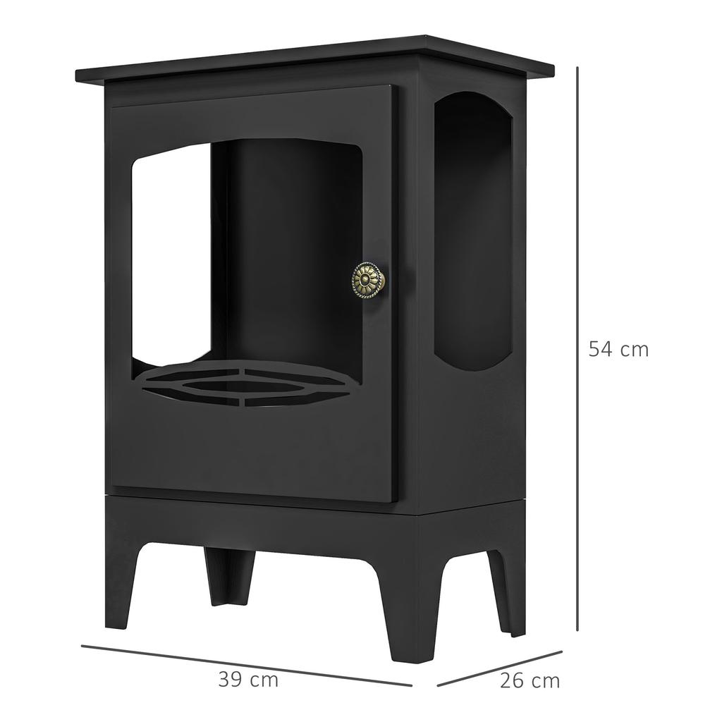 Stainless Steel Bioethanol Fireplace with 1.2L Burner for 3 Hours Burning Time, 36x26x54cm, Black