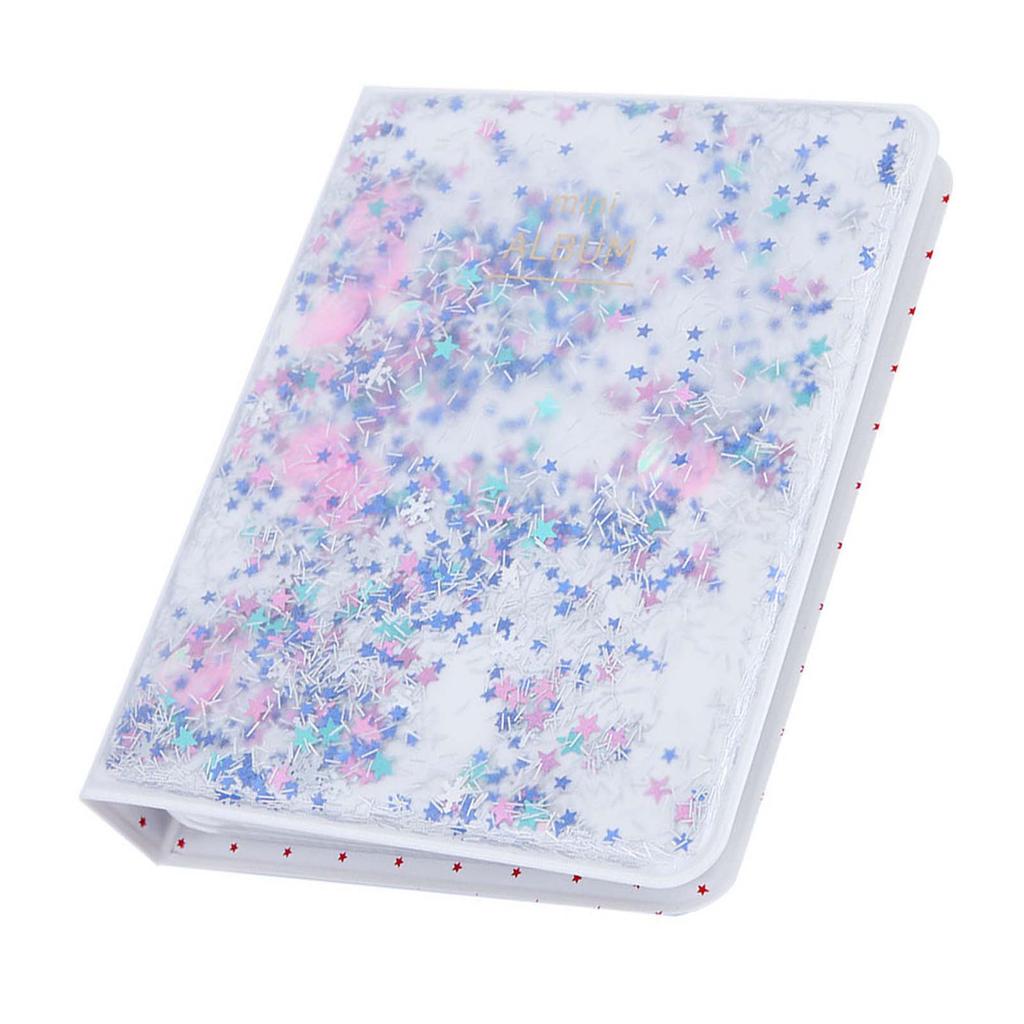Quicksand Beads 64 Pockets 3 Inch Mini Photo Book Album For Instax Camera Photos(blue)