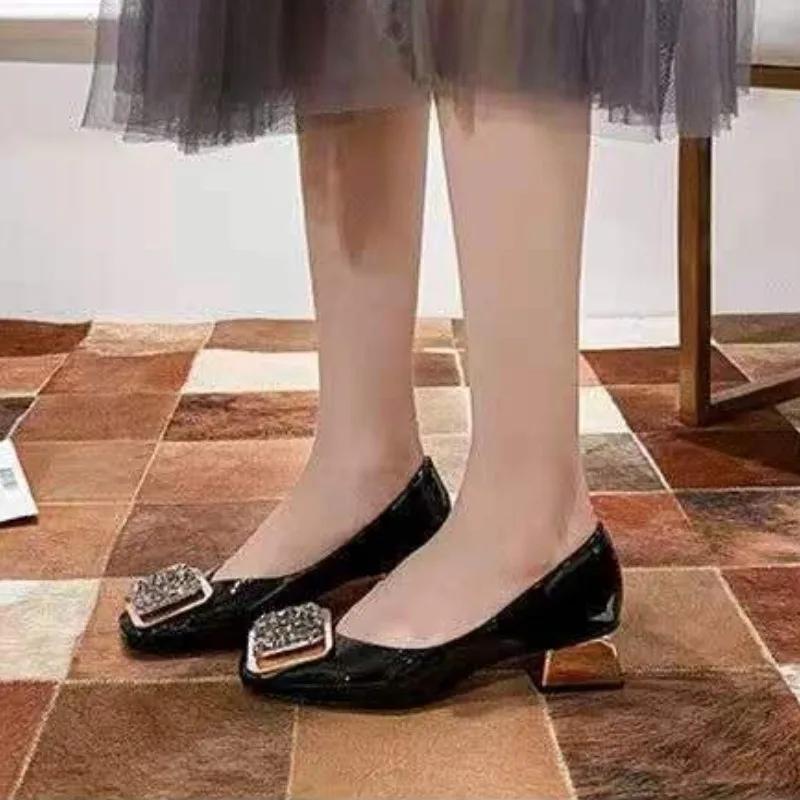 Туфли-лодочки на среднем каблуке с бриллиантами, удобные, со стразами и кристаллами, для женщин, роскошные летние туфли для женщин, быстрая доставка