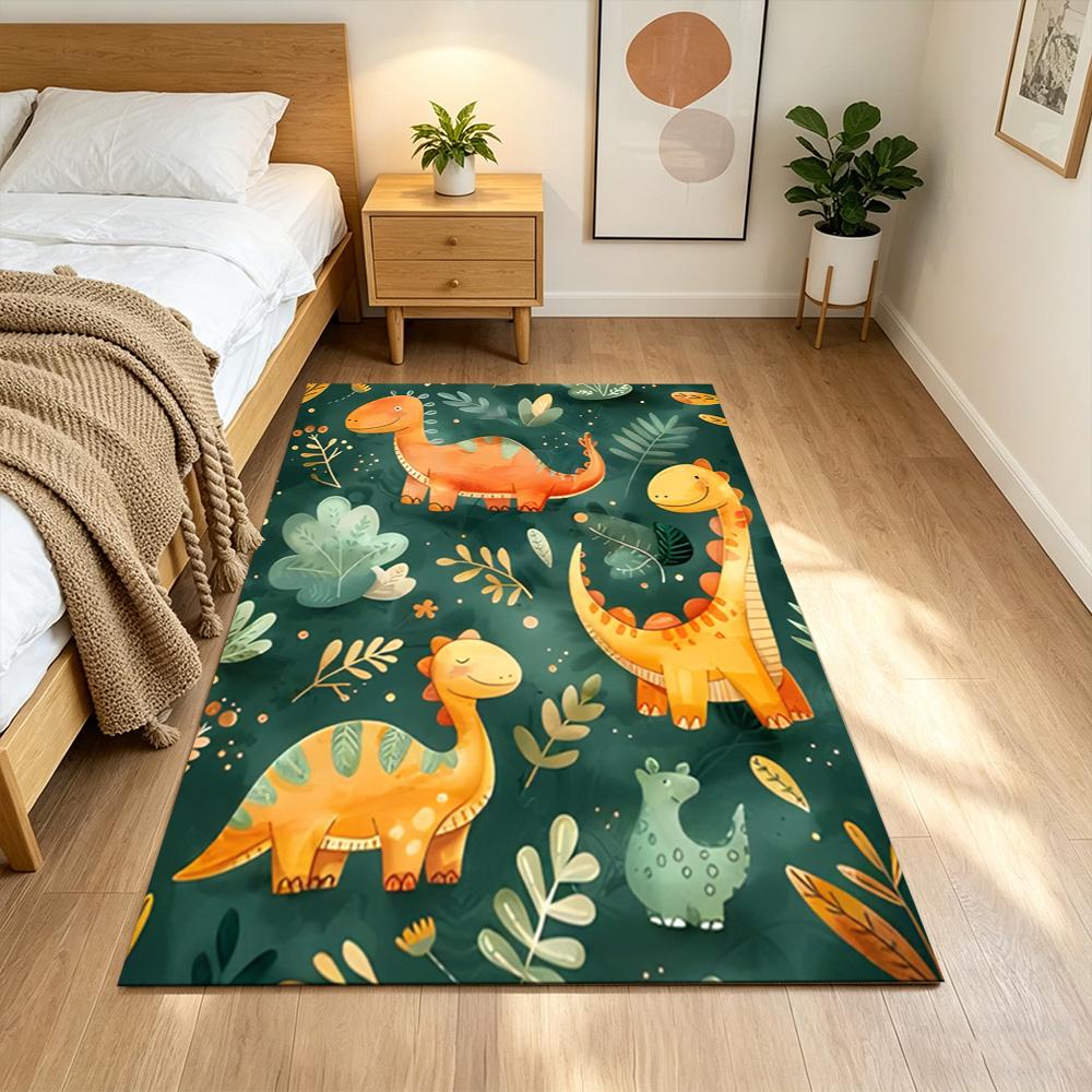 Dinosaurs In Volcanic Jungle Decorative Area Rug Shaggy Fabric Anti-fouling & Durable Pet-friendly Living Room Fashionable Home Decor